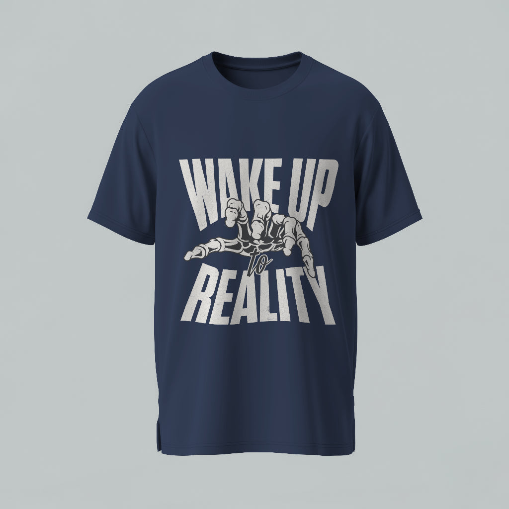 Wake Up To Reality Oversized T-Shirt Navy Blue