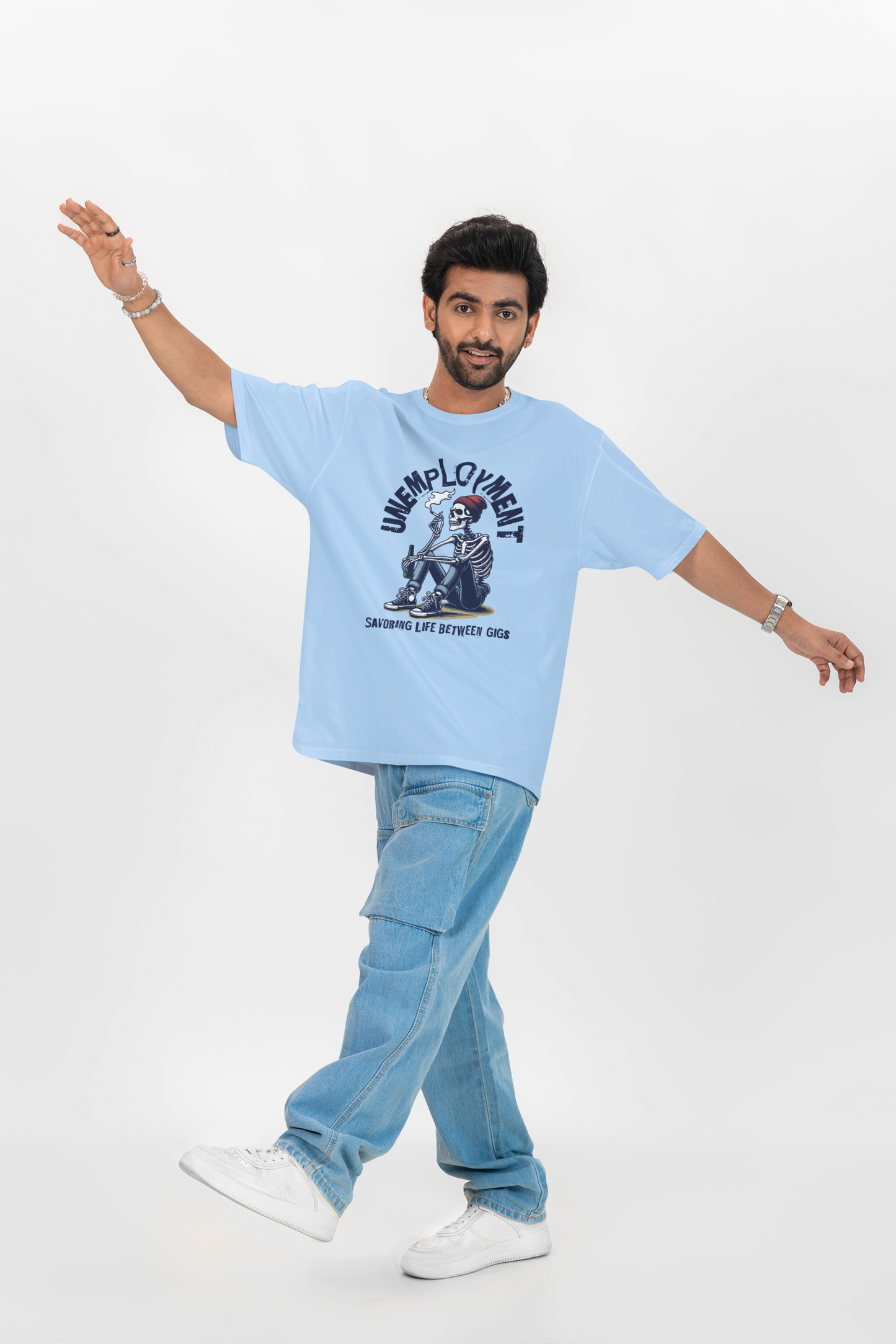 Skeleton Unemployment Oversized T-Shirt