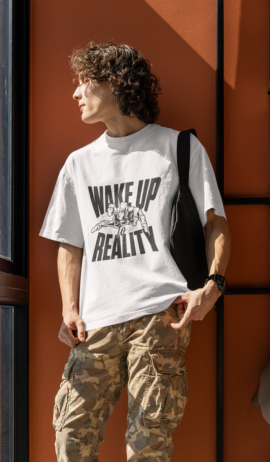 Wake Up To Reality Oversized T-Shirt White