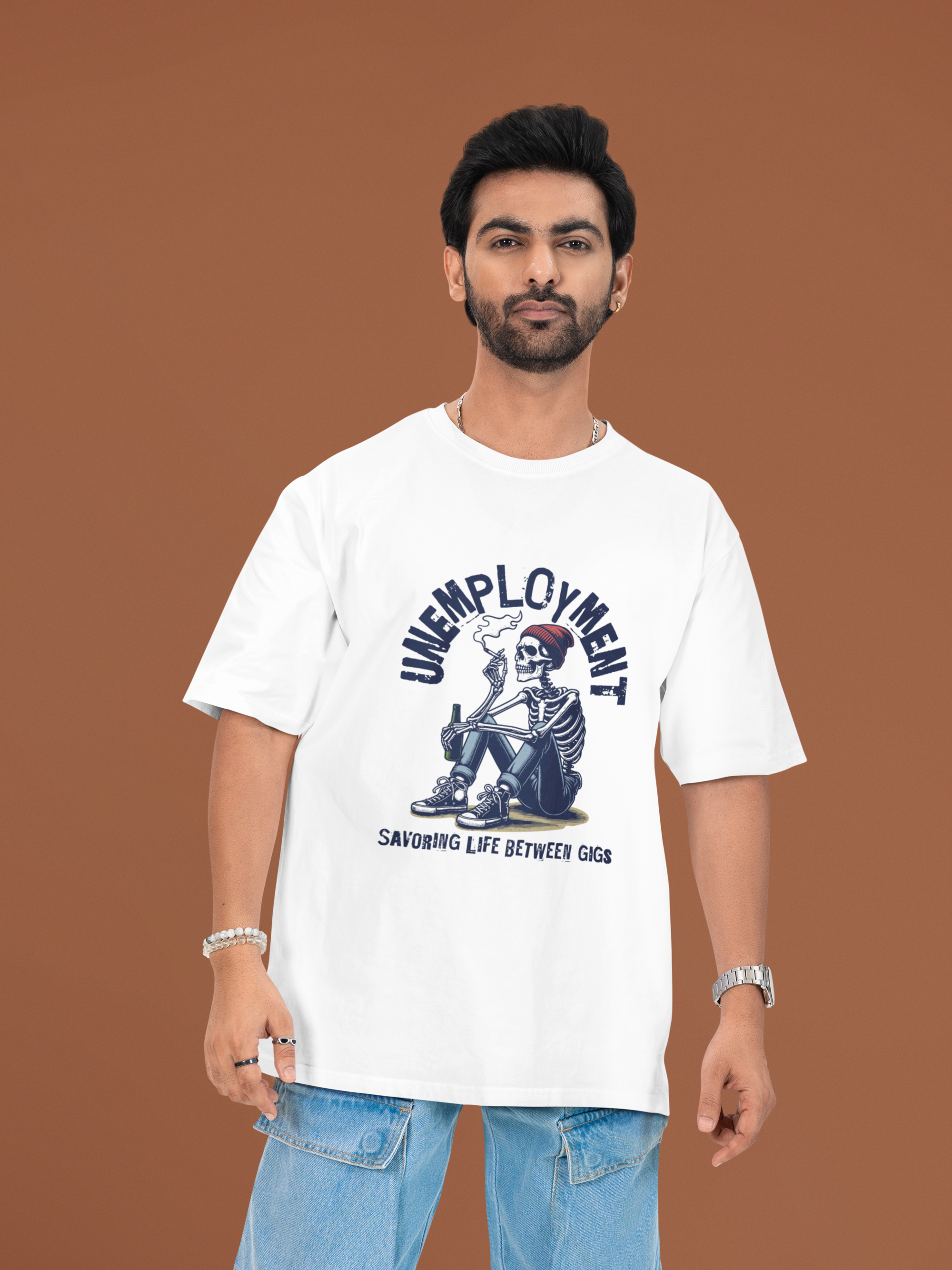 Skeleton Unemployment Oversized T-Shirt